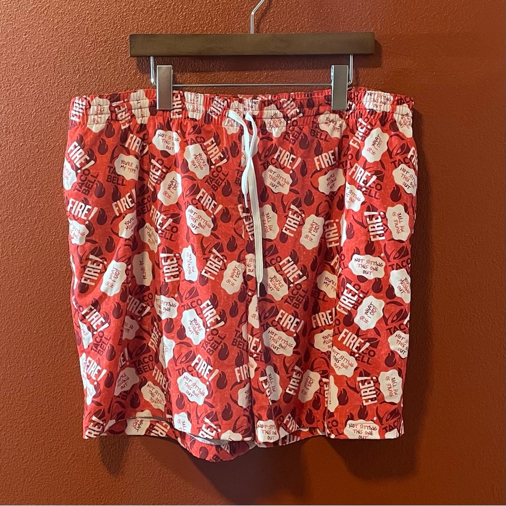 Chubbies x Taco Bell Men’s Fire Sauce Lined‎ Lightweight Camp Swim Trunk Shorts